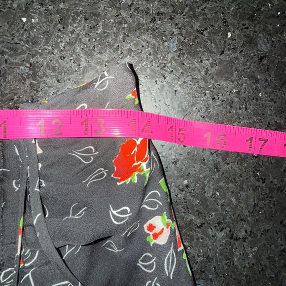 UEC Veronica Beard 100% SILK Black Midi Skirt with Floral Print SEXY SLIT SZ 4 - Picture 12 of 15